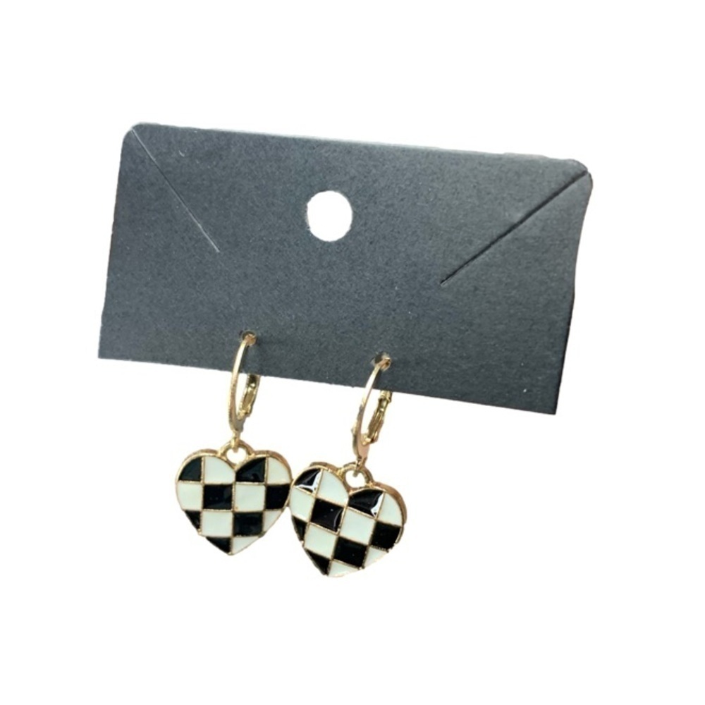 Checkered Heart earrings set